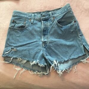 Levi's Light Blue Distressed Jean Shorts